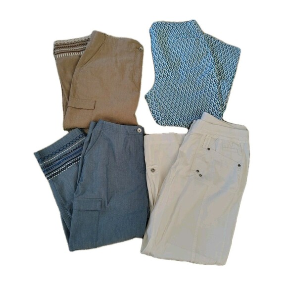 Chico's Pants - Lot Of 4 Chico's Pants Size 1 M Assorted Colors Cotton And Rayon EC